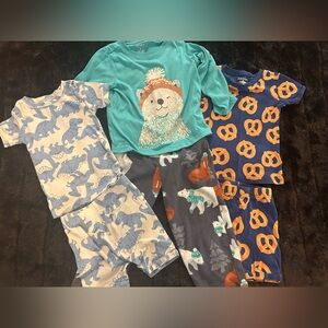 Toddler Boy Pajama Lot 4T 6-Piece Carter’s Old Navy Dino Polar Bear PJs